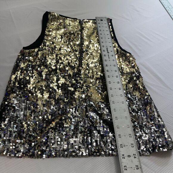 AO.LA By Alice + Olivia Gold Silver Sequin Tank Top Shell Blouse Size S/P Small - Picture 5 of 5